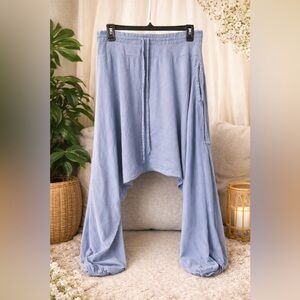 Buddha Pants Savannah Summer Blue Grey Harem Drop Crotch Yoga Boho %100 Cotton S